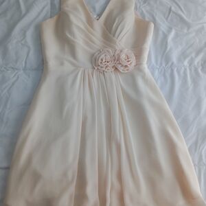 Elegant Cream Dress with Floral Detail